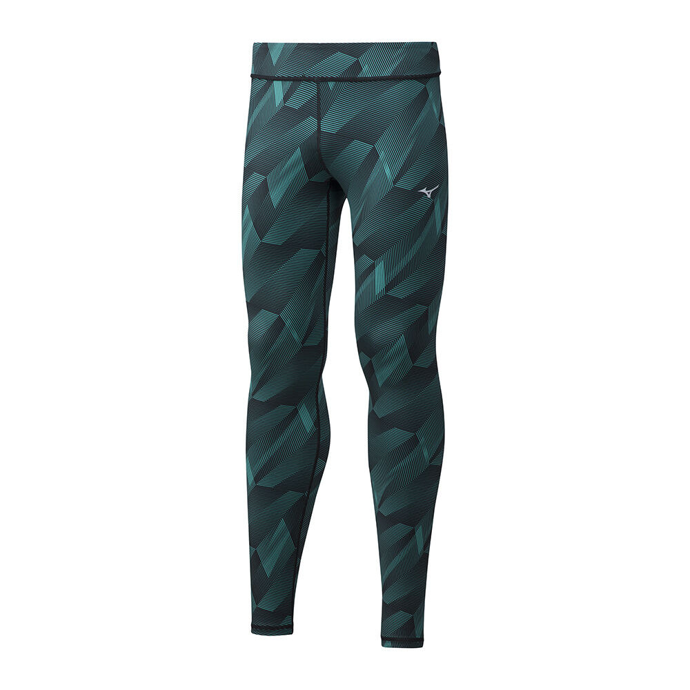 Leggings Mizuno Running Hineri Reversible - Homem - Pretas/Azuis - FOGYC4802